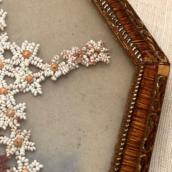 Vintage 20s Beading Under Glass Vanity Tray Framed Wall Decor Framed Flapper - Picture 8 of 10